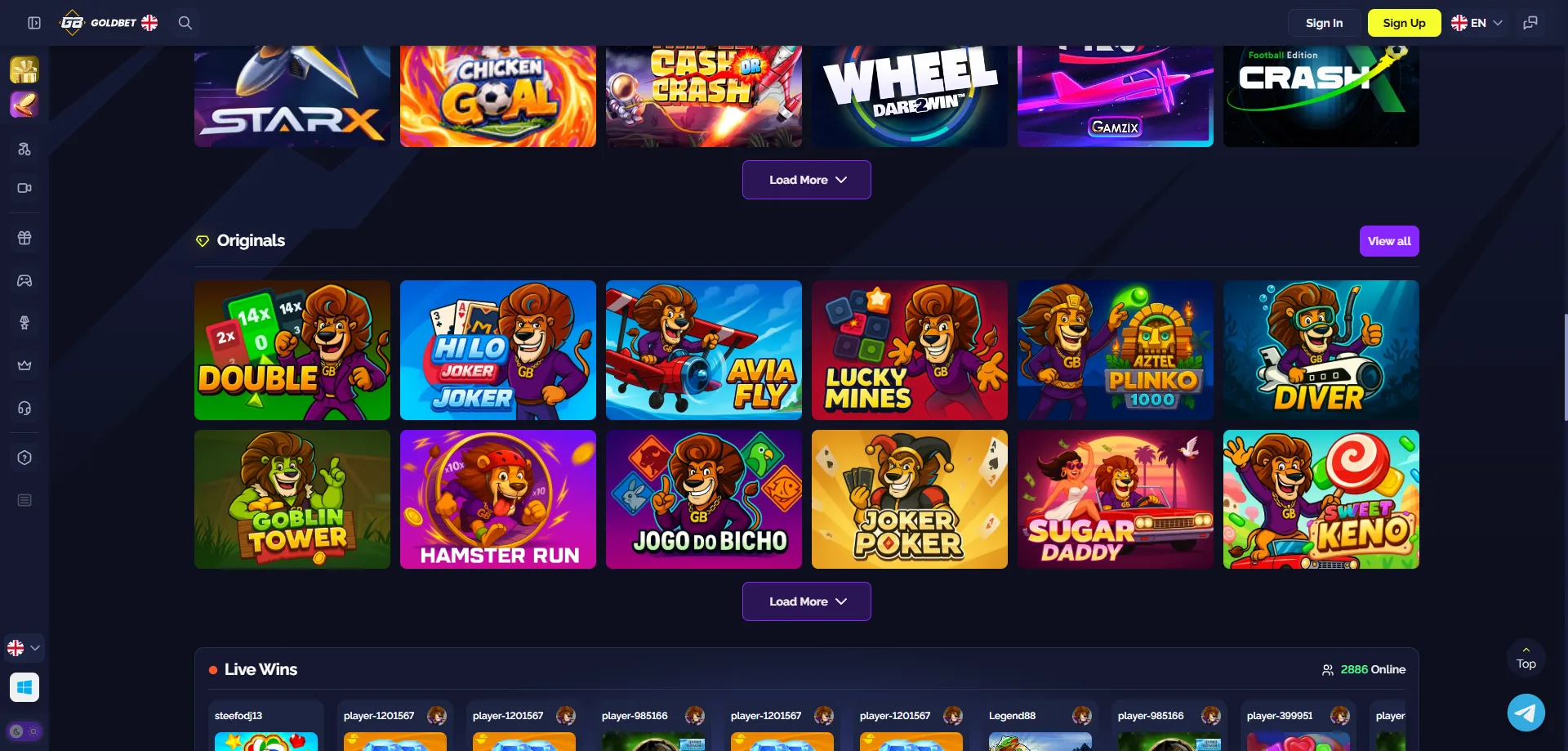 Jogos de slots e cassino ao vivo disponíveis na plataforma Goldbet