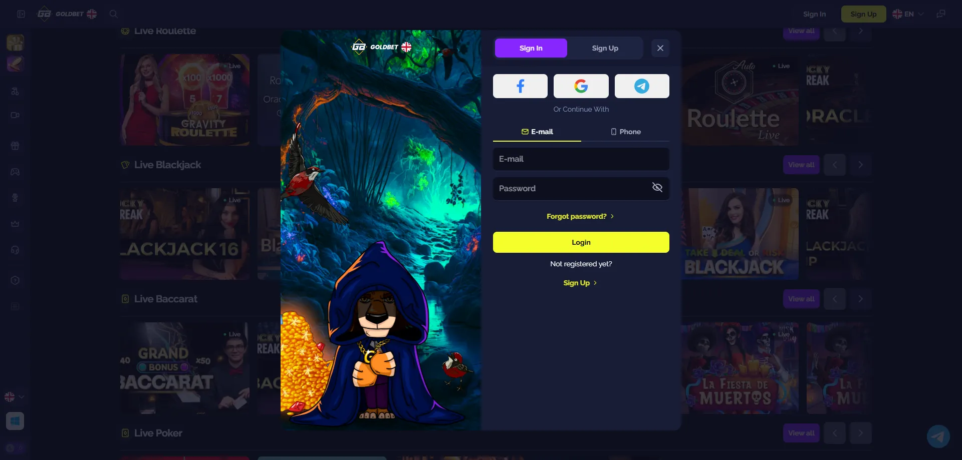 Verificação de identidade KYC Goldbet Casino conta de jogador